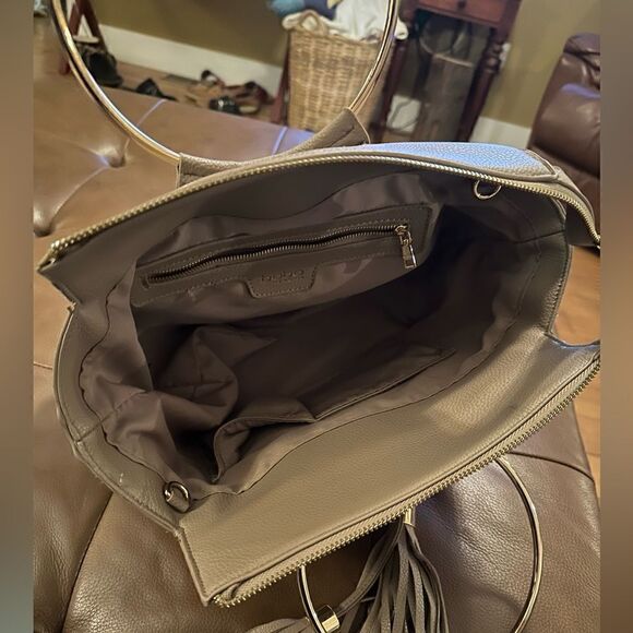 Bebe Leather Metal Handled Handbag Tassel Purse - Picture 7 of 10